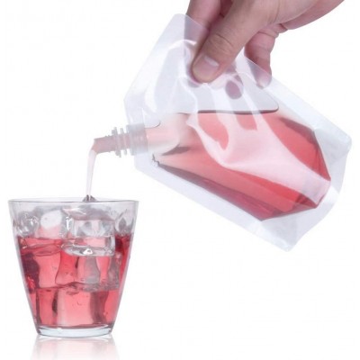 Empty adult 230ml 250ml 480ml reusable clear wine drink pouch with nozzle