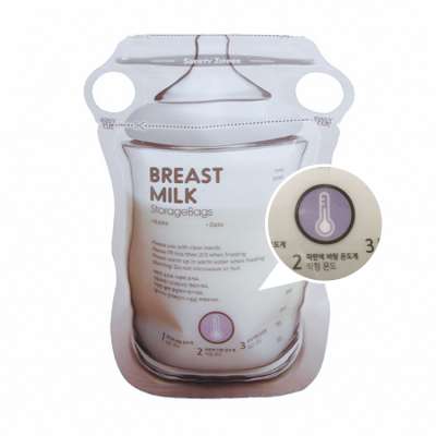 Custom zipper baby feeding 100ml 150ml thermal heat sensor bpa free freezer breast milk bag