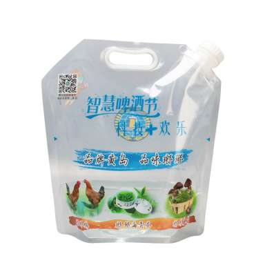 Custom standup clear transparent packaging 1 litre liquid oil spout pouch bags